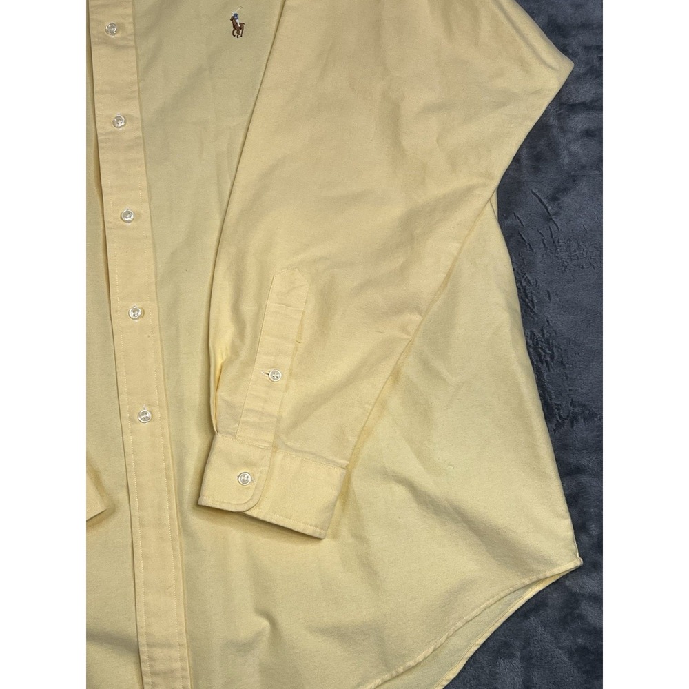 Ralph Lauren Blake XL Yellow Solid Cotton Long Sleeve Button-Down Preppy Shirt - Picture 8 of 16
